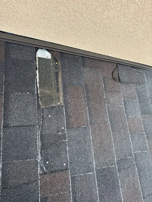 Close up of rejuvenated asphalt shingles